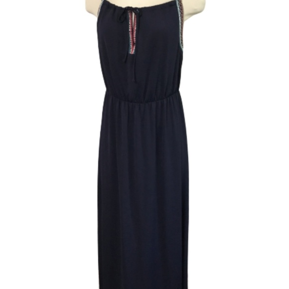 Maurices Dresses & Skirts - Maurices Navy Maxi Dress Embroidered Beaded Detail